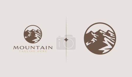 Téléchargez les illustrations : Rocky Mountain. Mountain Hilltop Nature Landscape. Symbole universel premium créatif. Modèle de logo icône signe vectoriel. Illustration vectorielle - en licence libre de droit