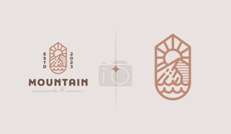 Illustration for Rocky Mountain. Mountain Hilltop Nature Landscape. Universal creative premium symbol. Vector sign icon logo template. Vector illustration - Royalty Free Image