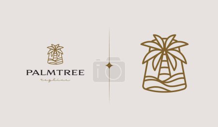 Illustration for Palm Tree Monoline. Universal creative premium symbol. Vector sign icon logo template. Vector illustration - Royalty Free Image