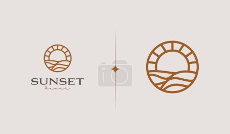 Foto de Sunset wave Monoline Logo Template. Símbolo premium creativo universal. Ilustración vectorial - Imagen libre de derechos