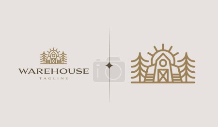 Illustration for Warehouse Monoline Logo Template. Universal creative premium symbol. Vector illustration - Royalty Free Image