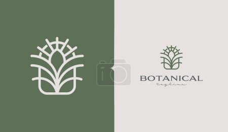 Illustration for Botanical Monoline Logo. Universal creative premium symbol. Vector sign icon logo template. Vector illustration - Royalty Free Image