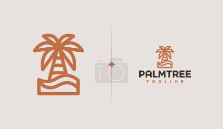 Ilustración de Logo de Palm Tree Beach Monoline. Símbolo premium creativo universal. Plantilla de logotipo de icono de signo de vector. Ilustración vectorial - Imagen libre de derechos