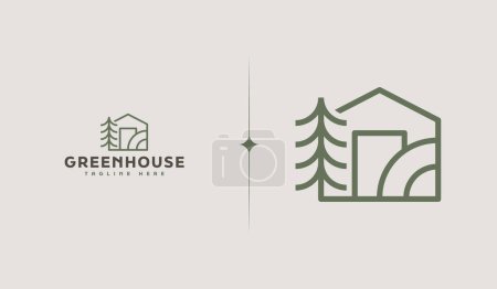 Illustration for Green House Monoline Logo. Universal creative premium symbol. Vector sign icon logo template. Vector illustration - Royalty Free Image
