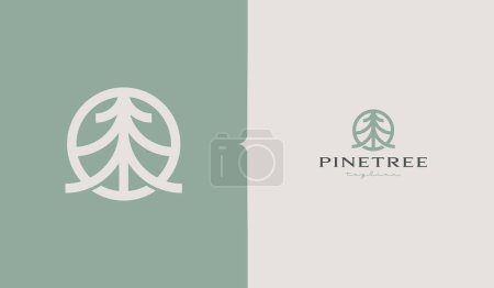 Illustration for Pine Tree Monoline Logo Template. Universal creative premium symbol. Vector illustration - Royalty Free Image