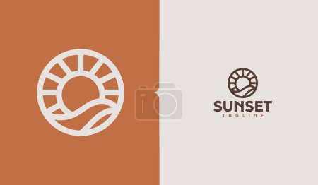 Foto de Sunset wave Monoline Logo Template. Símbolo premium creativo universal. Ilustración vectorial - Imagen libre de derechos