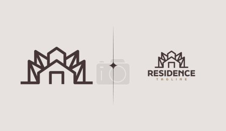Residence Monoline Logo Template. Universal creative premium symbol. Vector illustration
