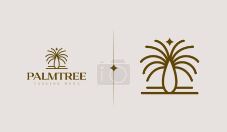 Téléchargez les illustrations : Palm Tree Simple Line Logo Template. Universal creative premium symbol. Vector illustration. Creative Minimal design template. Symbol for Corporate Business Identity - en licence libre de droit