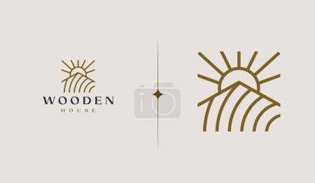 Illustration for Wooden House Logo Template. Universal creative premium symbol. Vector illustration. Creative Minimal design template. Symbol for Corporate Business Identity - Royalty Free Image