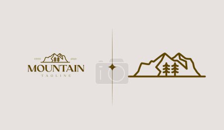 Illustration for Mountain Pine Tree Monoline Logo Template. Universal creative premium symbol. Vector illustration. Creative Minimal design template. Symbol for Corporate Business Identity - Royalty Free Image