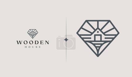 Illustration for Wooden House Logo Template. Universal creative premium symbol. Vector illustration. Creative Minimal design template. Symbol for Corporate Business Identity - Royalty Free Image