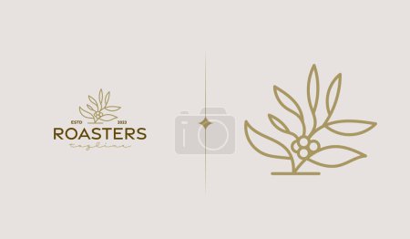 Illustration for Coffee Plant Monoline Logo Template. Universal creative premium symbol. Vector illustration. Creative Minimal design template. Symbol for Corporate Business Identity - Royalty Free Image