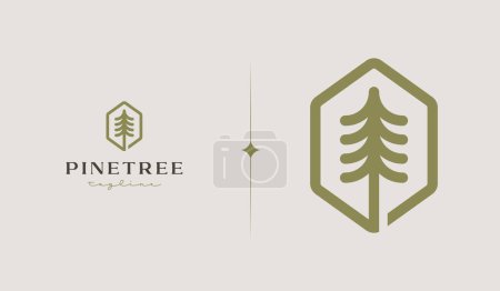 Foto de Pine Tree Simple Line Logo Template. Universal creative premium symbol. Vector illustration. Creative Minimal design template. Symbol for Corporate Business Identity - Imagen libre de derechos
