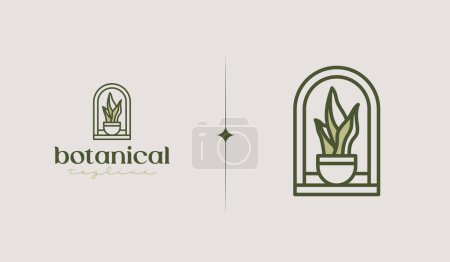 Illustration for Botanical Garden Monoline Logo Template. Universal creative premium symbol. Vector illustration. Creative Minimal design template. Symbol for Corporate Business Identity - Royalty Free Image