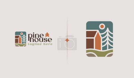 Ilustración de Pine House Logo Template. Universal creative premium symbol. Vector illustration. Creative Minimal design template. Symbol for Corporate Business Identity - Imagen libre de derechos