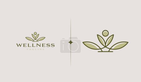 Illustration for Yoga Leaf Logo Template. Universal creative premium symbol. Vector illustration. Creative Minimal design template. Symbol for Corporate Business Identity - Royalty Free Image