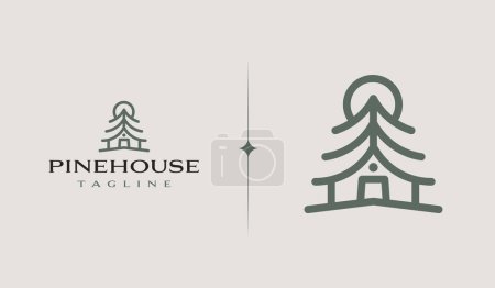 Téléchargez les illustrations : Pine House Logo Template. Universal creative premium symbol. Vector illustration. Creative Minimal design template. Symbol for Corporate Business Identity - en licence libre de droit