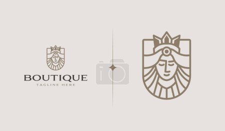 Ilustración de Queen Logo Template. Universal creative premium symbol. Vector illustration. Creative Minimal design template. Symbol for Corporate Business Identity - Imagen libre de derechos