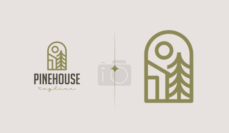 Illustration for Pine House Logo Template. Universal creative premium symbol. Vector illustration. Creative Minimal design template. Symbol for Corporate Business Identity - Royalty Free Image