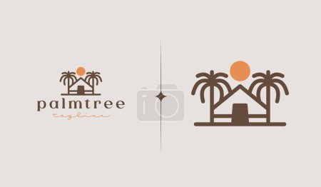 Illustration for Palm Tree House Logo Template. Universal creative premium symbol. Vector illustration. Creative Minimal design template. Symbol for Corporate Business Identity - Royalty Free Image