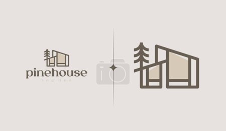 Foto de Pine House Logo Template. Universal creative premium symbol. Vector illustration. Creative Minimal design template. Symbol for Corporate Business Identity - Imagen libre de derechos