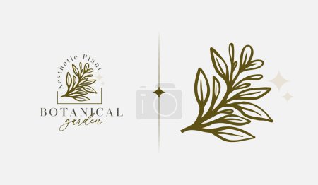 Illustration for Abstract Leaf Flower Tree Logo Template. Universal creative premium symbol. Vector illustration. Creative Minimal design template. Symbol for Corporate Business Identity - Royalty Free Image