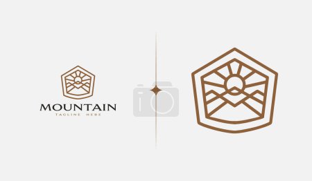 Illustration for Mountain monoline. Universal creative premium symbol. Vector sign icon logo template. Vector illustration - Royalty Free Image