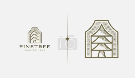 Illustration for Pine Tree monoline. Universal creative premium symbol. Vector sign icon logo template. Vector illustration - Royalty Free Image