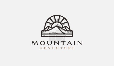 Illustration for Mountain hill adventure explore monoline. Universal creative premium symbol. Vector sign icon logo template. Vector illustration - Royalty Free Image