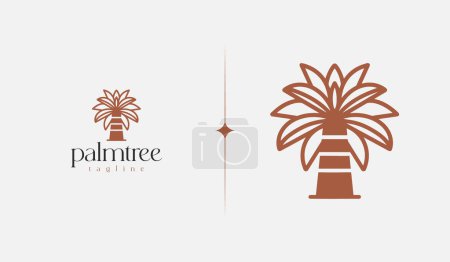 Téléchargez les illustrations : Palm Tree Summer Tropical monoline. Universal creative premium symbol. Vector sign icon logo template. Vector illustration - en licence libre de droit