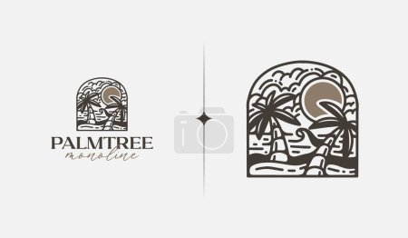 Téléchargez les illustrations : Palm Tree Summer Tropical monoline. Universal creative premium symbol. Vector sign icon logo template. Vector illustration - en licence libre de droit