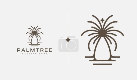 Illustration for Palm Tree Summer Tropical monoline. Universal creative premium symbol. Vector sign icon logo template. Vector illustration - Royalty Free Image