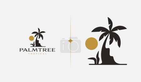 Ilustración de Beach Resort Palm Tree monoline. Símbolo premium creativo universal. Plantilla de logotipo de icono de signo de vector. Ilustración vectorial - Imagen libre de derechos