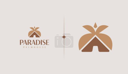 Illustration for Palm House Summer Tropical. Universal creative premium symbol. Vector sign icon logo template. Vector illustration - Royalty Free Image