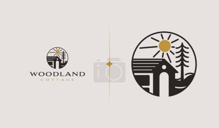 Illustration for Wooden Barn Wooden House Logo. Universal creative premium symbol. Vector sign icon logo template. Vector illustration - Royalty Free Image