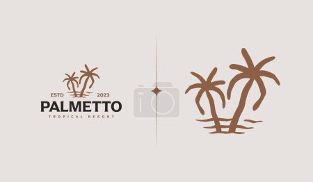 Ilustración de Logo tropical de verano de palmera. Símbolo premium creativo universal. Plantilla de logotipo de icono de signo de vector. Ilustración vectorial - Imagen libre de derechos
