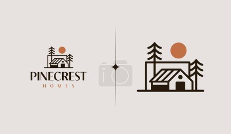 Illustration for Pine House Logo. Universal creative premium symbol. Vector sign icon logo template. Vector illustration - Royalty Free Image