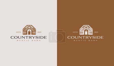 Illustration for Rustic Retro Vintage Wooden Barn Farm logo Illustration. Universal creative premium symbol. Vector sign icon logo template. Vector illustration - Royalty Free Image