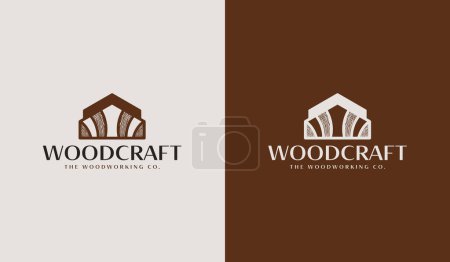 Téléchargez les illustrations : Woodwork Capenter Industry Woodwork Handyman Wood House Builder Logo Design. Symbole universel premium créatif. Modèle de logo icône signe vectoriel. Illustration vectorielle - en licence libre de droit