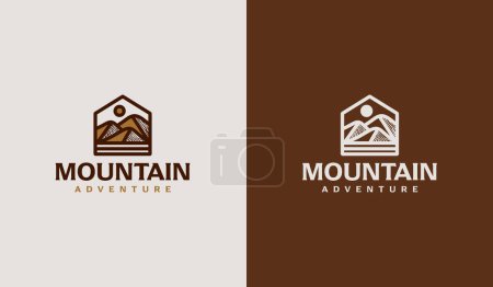 Ilustración de Mountain hill adventure explore monoline. Universal creative premium symbol. Vector sign icon logo template. Vector illustration - Imagen libre de derechos