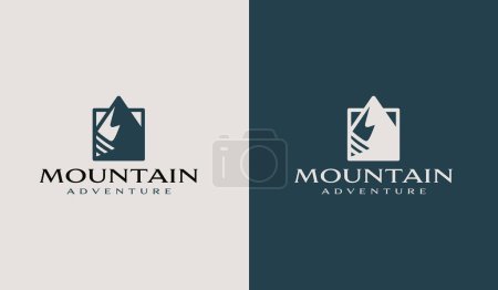 Illustration for Mountain Hill Top Sun Rays monoline. Universal creative premium symbol. Vector sign icon logo template. Vector illustration - Royalty Free Image