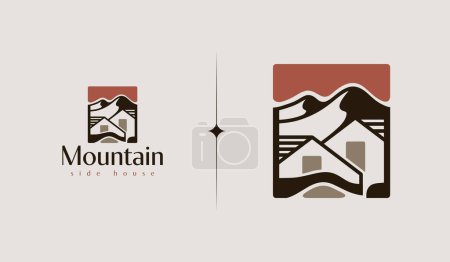 Foto de Logotipo de Mountain Side House. Símbolo premium creativo universal. Plantilla de logotipo de icono de signo de vector. Ilustración vectorial - Imagen libre de derechos
