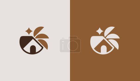 Illustration for Palm House Tree Summer Tropical. Universal creative premium symbol. Vector sign icon logo template. Vector illustration - Royalty Free Image