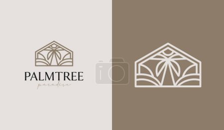 Téléchargez les illustrations : Logo de Palm House. Symbole universel premium créatif. Modèle de logo icône signe vectoriel. Illustration vectorielle - en licence libre de droit