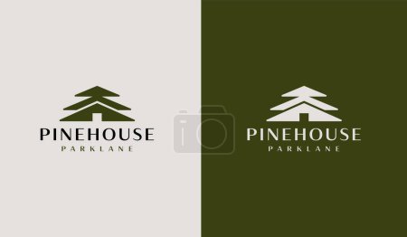 Illustration for Pine House Pine Home Pine Tree Logo. Universal creative premium symbol. Vector sign icon logo template. Vector illustration - Royalty Free Image