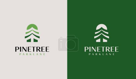 Ilustración de Pine House Pine Home Logo del árbol del pino. Símbolo premium creativo universal. Plantilla de logotipo de icono de signo de vector. Ilustración vectorial - Imagen libre de derechos