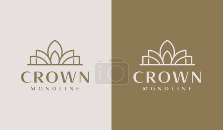 Téléchargez les illustrations : Logo Crown Monoline. Symbole universel premium créatif. Modèle de logo icône signe vectoriel. Illustration vectorielle - en licence libre de droit