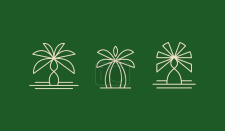 Illustration for Palm Tree Abstract Summer and Vacation Icon or Logo for holiday rentals, travel services, tropical spa and beauty studio.Universal creative premium symbol. Vector sign icon logo template. Vector illustration - Royalty Free Image