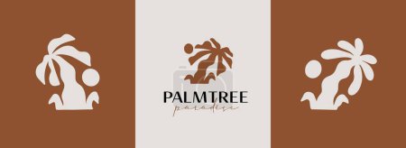 Illustration for Palm Tree Abstract Summer and Vacation Icon or Logo - Royalty Free Image