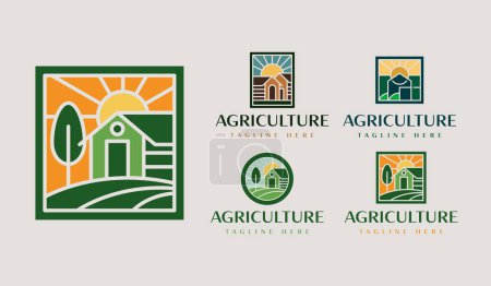 Téléchargez les illustrations : Logo de ferme agricole Set. Symbole universel premium créatif. Modèle de logo icône signe vectoriel. Illustration vectorielle - en licence libre de droit